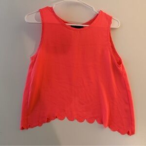 American Dream Coral Scallop-Hem Sleeveless Tank